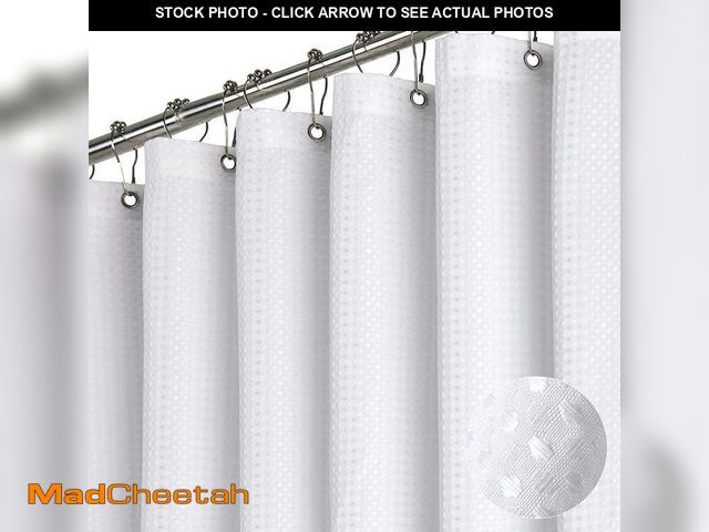 Lot 74-12971532 - Dynamene Stall Fabric Shower Curtain - 54x78 inch Long Waffle Weave Weighted Thick Cloth Shower Curt...