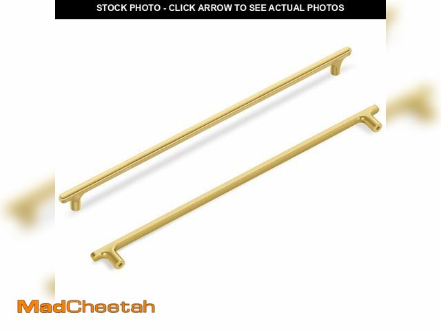 Lot 74-14477774 - Lardmon 3 Pack Brushed Gold Modern Cabinet Pulls 14 Inch(357mm) Total Length | 12.6 Inch(320mm) Hole...