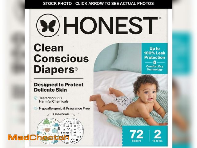 Lot 74-12717788 - The Honest Company Clean Conscious Diapers for Delicate Skin | Up to 100% Leakproof | Hypoallergenic...