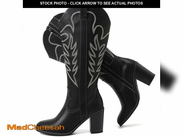 Lot 74-12703177 - Luoika Women's Extra Wide Calf Cowboy Knee High BootsÃ¯Â¼ÅWide Width Cowgirl Boots Chunky Pump Heel...