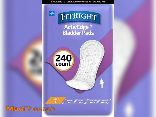 Lot 74-12136937 - FitRight Incontinence Bladder Control Pads, Light Absorbency, 3.5" x 9", 20 Count (Pack of 12) - UNU...