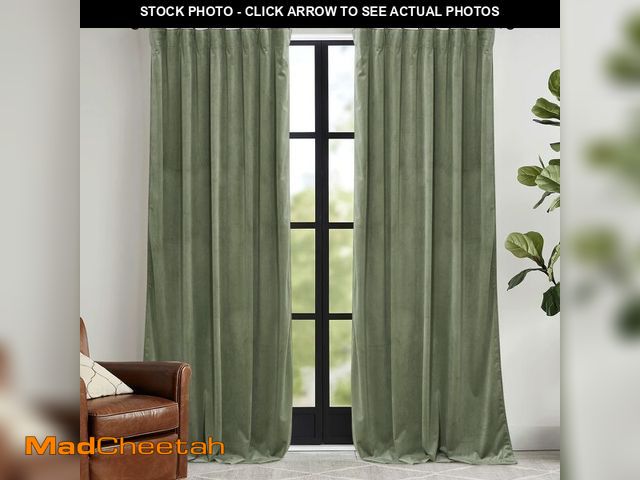 Lot 74-12705443 - RYB HOME Sage Green Velvet Curtains 96 inch, Room Darkening Super Soft Velvet Drapes for Living Room...