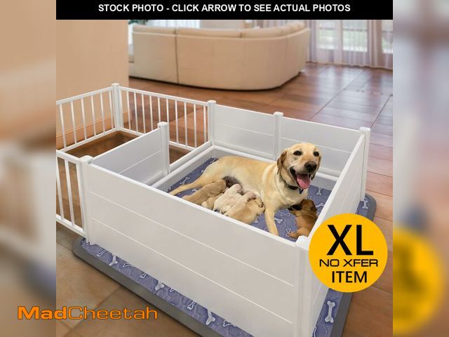 Lot 74-12690002 - EXROO Whelping Box,Whelping Box for Dogs with Washable Puppy Pads, Double Rooms Whelping Pen for Lar...