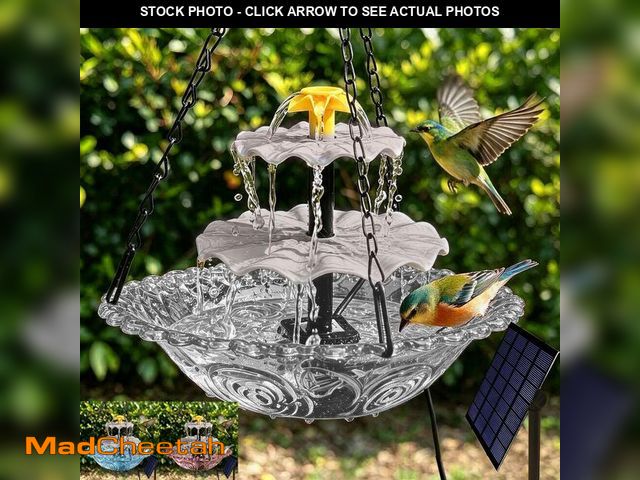 Lot 74-14386077 - TUGFREE Solar Fountain for Bird Bath, Hanging Outdoor Water Feature with Solar Powered Cascade, Bird...