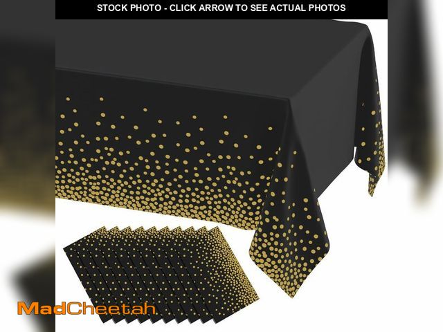 Lot 74-14429367 - misaya 10 Packs Dot Disposable Table Cloth, 54 x 108 Inch Waterproof Plastic Tablecloth, Rectangle G...