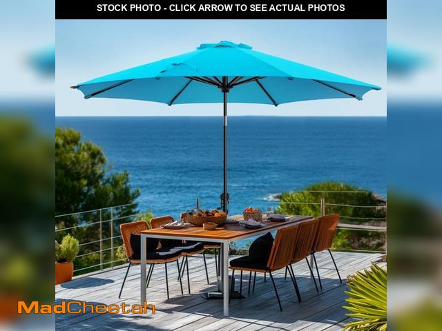 Lot 74-12044645 - wikiwiki 9 FT Patio Umbrellas Outdoor Table Market Umbrella with Push Button Tilt/Crank, 8 Sturdy Ri...