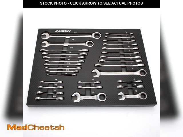 Lot 74-13691890 - Husky SAE and Metric Ratcheting Wrench Set in EVA Tray (30-Piece) - UNUSED