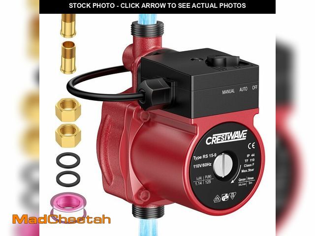 Lot 74-12710872 - CrestWave Hot Water Recirculating Pump, 125W 115V Automatic Circulation Pump for Water Heater, Dual ...