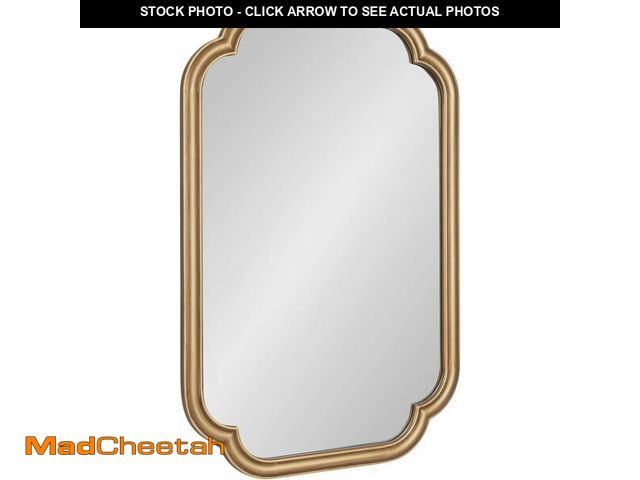 Lot 74-14068157 - Kate and Laurel Glenby Transitional Scalloped Wall Mirror; 24 x 36; Gold; Modern Wooden Rectangle Mi...