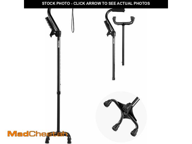 Lot 74-12664778 - VEVOR Quad Walking Cane, 10-Level Height Adjustable Walking Stick with 4-Pronged Stable Base, Lightw...