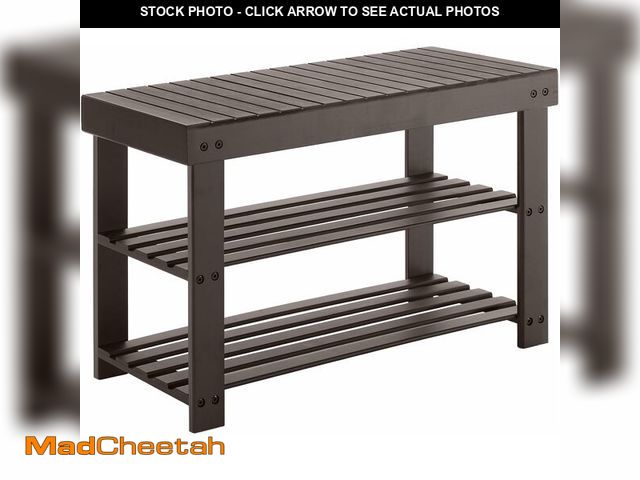 Lot 74-13382571 - Sweetcrispy 3-Tier Shoe Rack Bench, Bamboo Entryway Storage Organizer, Shoes Stand for FrontDoor Ent...