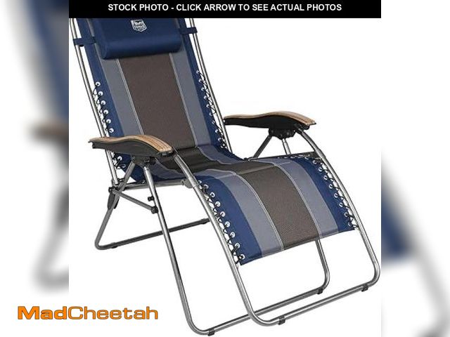 Lot 74-12448407 - TIMBER RIDGE Outdoor Reclining Padded with Adjustable Headrest and Cup Holder Foldable Zero Gravity ...