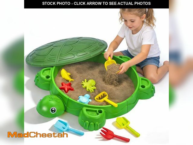 Lot 74-14274632 - ZACEAC Turtle Sandbox with Lid &amp; Beach Toys Set, 38" Kids Sandbox for Toddlers 3-8, Indoor Outdo...