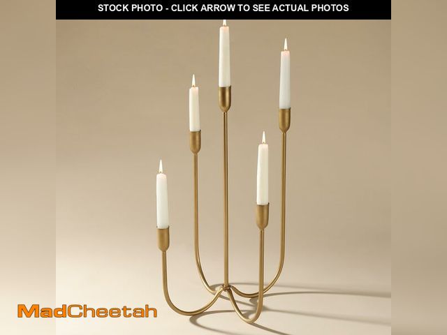 Lot 74-14271129 - Perfnique 5-Candle Iron Candelabra, 17 Inch Antique Brass Gold Candle Holder, Hand-Forged Cast Gold ...