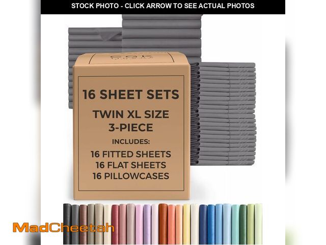 Lot 74-14250646 - Bulk Case Pack of 16 Sheet Sets - (16) Complete Twin XL Size Sheet Sets w/ Deep Pockets - Wholesale ...