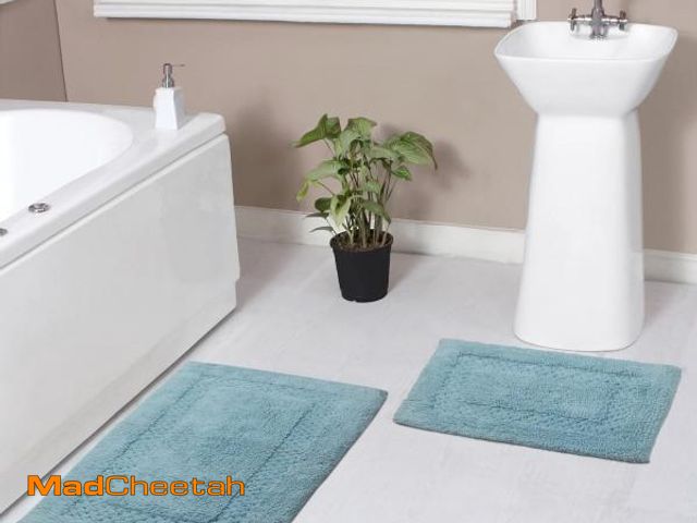 Lot 74-12510243 - Home Weavers Classy 100% Cotton Bath Rug, Aqua - 2 Piece Set (S+M), Non Slip, Extra Soft &amp; Absor...