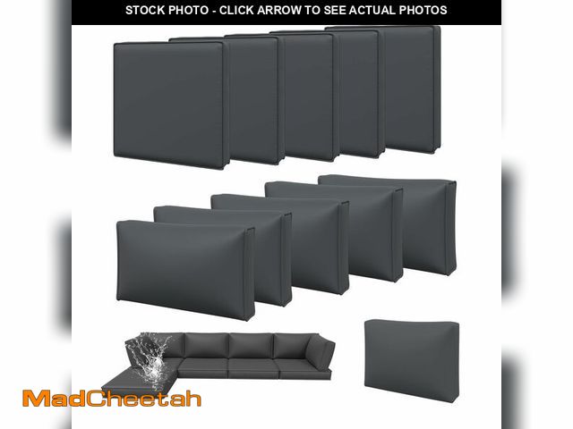 Lot 74-14144608 - Aoxun 11pcs Patio Cushion Covers Replacement, Waterproof Outdoor Furniture Cushion Covers with Zippe...