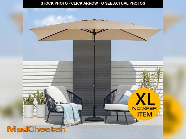 Lot 74-14070124 - FUNDAZE 6.5' x 10' Rectangular Patio Umbrella w/ Crank, 8 Sturdy Ribs, Outdoor Shade for Chair Table...
