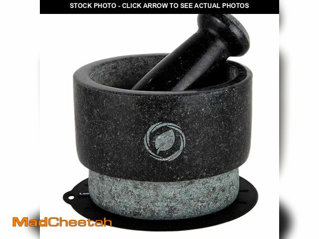 Lot 74-12702690 - Laevo Mortar and Pestle Large Set - Black Granite Stone Spice Grinder, 2.1 Cup Capacity, 5.5 Inches ...