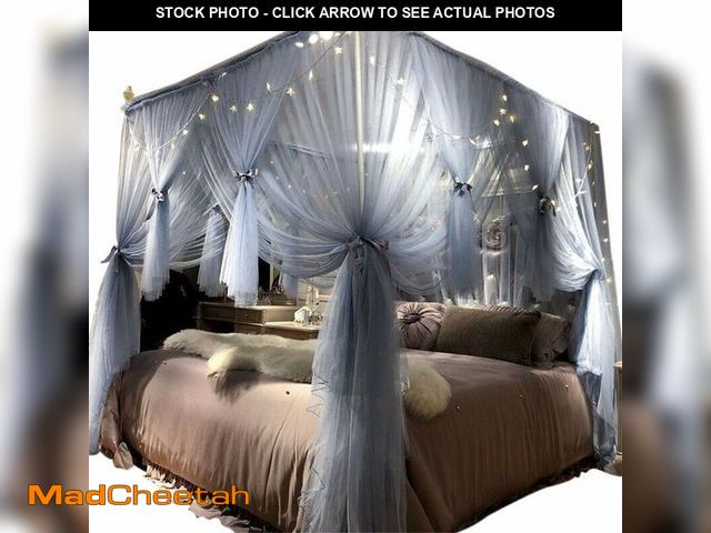 Lot 74-14268843 - Joyreap 4 Corners Post Canopy Bed Curtain for Girls &amp; Adults - Royal Luxurious Cozy Drape Nettin...