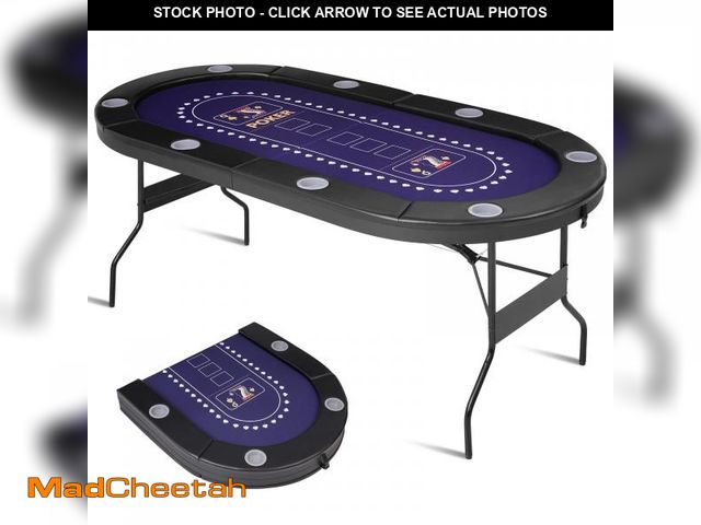 Lot 74-12263439 - RAYKEEP 71" Foldable Poker Table for 8 Players, Professional Texas Hold'em Casino Table with Padded ...