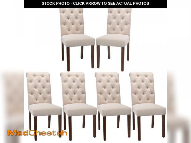Lot 74-12430471 - (SET OF 6) COLAMY Button Tufted Dining Chairs Set of 6, Accent Parsons Diner Chair Upholstered Fabri...