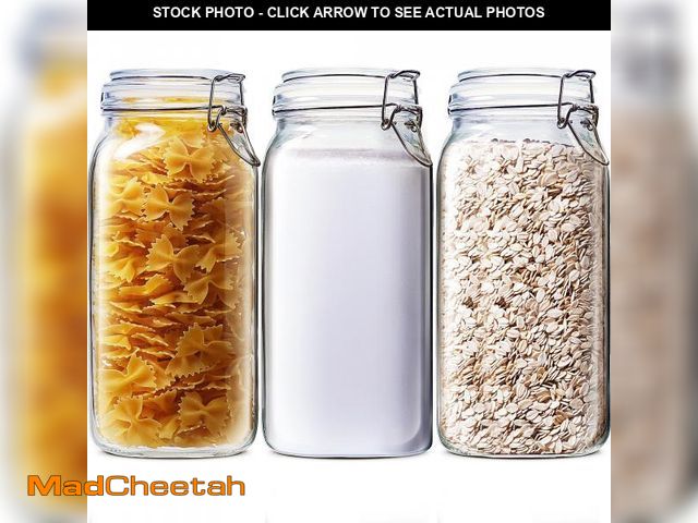 Lot 74-12212562 - 78oz - 3 Pack Square Glass Jars with Airtight Lid, Wide Mouth Mason Jars with Clamp Lids, Air Tight ...