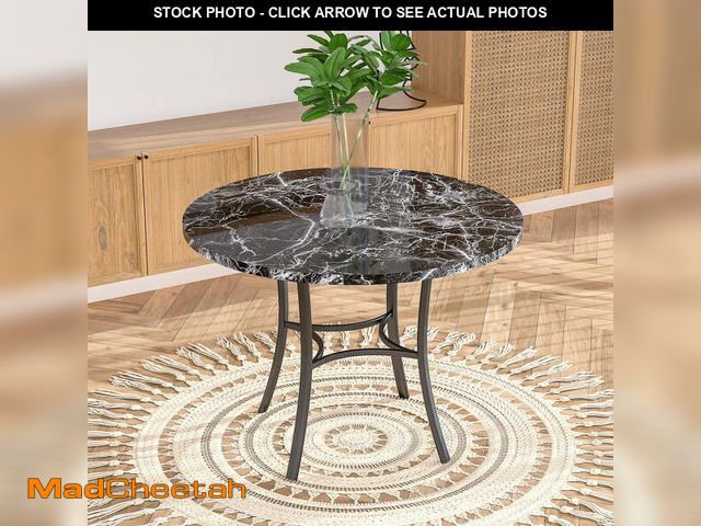 Lot 74-12570723 - (MISSING HARDWARE) VECELO 36" Round Dining Table, Kitchen Table Faux Marble with Metal Base for Livi...
