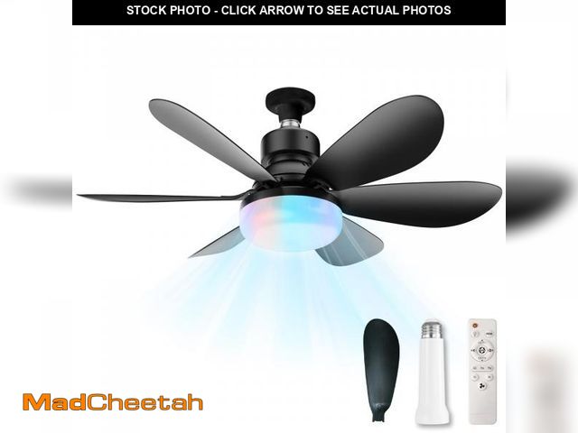 Lot 74-12310151 - MIMIRGB Socket Fan Light with Remote,Small Ceiling Fans with Lights,Smart Timing Dimmable 3 Colors,E...