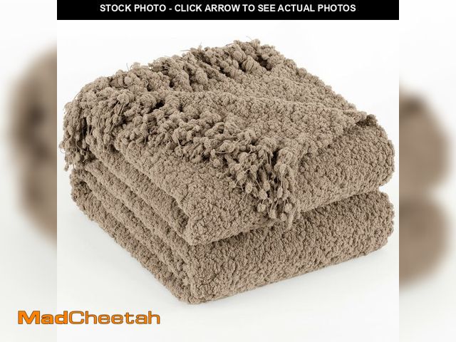 Lot 74-13545432 - LONG CREATE Throw Blanket for Couch, Taupe Tan Luxury Knitted Throws 60"x80", Textured Blankets with...