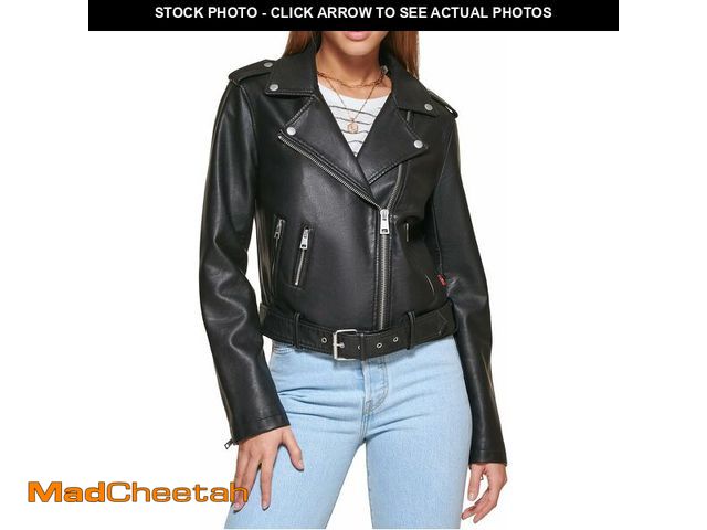 Lot 74-13040473 - Levi's Women Faux Leather Belted Motorcycle Jacket (Standard and Plus Sizes), Black, X-Large - UNUSE...