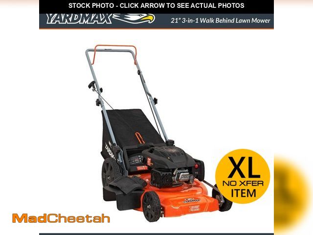 Lot 74-13778659 - YARDMAX 21 in. 170cc 3-in-1 Gas Walk Behind Push Lawn Mower with High Rear Wheels - UNUSED