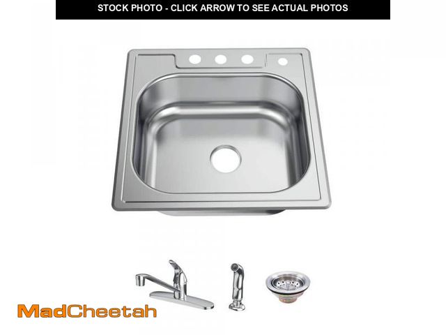 Lot 74-12162979 - Glacier Bay 25 in. Drop-In Single Bowl 22 Gauge Stainless Steel Kitchen Sink with Faucet and Sprayer...