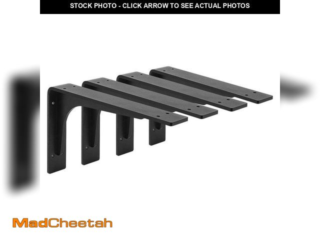 Lot 74-12746424 - Angel Sar 10 in. x 6 in. Premium Alloy Metal Heavy Duty Max Load 300 lbs. L Shelf Brackets, Black (4...