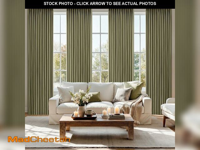 Lot 74-13546052 - MIULEE Pinch Pleated Thick Linen Curtains 102 Inch 4 Panels Set Back Tab Memory Trained Pinch Pleat ...
