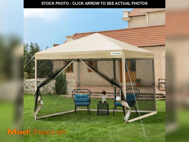 Lot 74-12522829 - VIVOHOME 10x10ft Easy Pop-Up Canopy, Outdoor Screen Tent with Mosquito Netting, 2 Zipper Doors, and ...