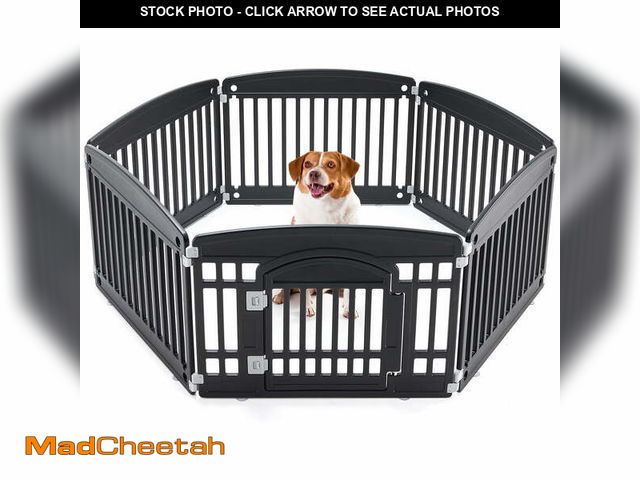 Lot 74-12801203 - edx Dog Playpen, 6-Panel 24" Foldable Pet Playpen with Door, Indoor/Outdoor Puppy Pen, Foldable, Cus...