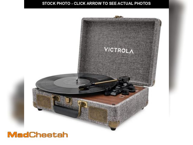 Lot 74-12527673 - Victrola Venture Bluetooth Portable Mid-Century Modern Suitcase Record Player with 3-Speed Turntable...