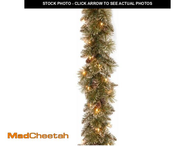 Lot 74-13331646 - National Tree Company 6 ft Pre-Lit Glittery Bristle Artificial Christmas Garland, Christmas Decorati...