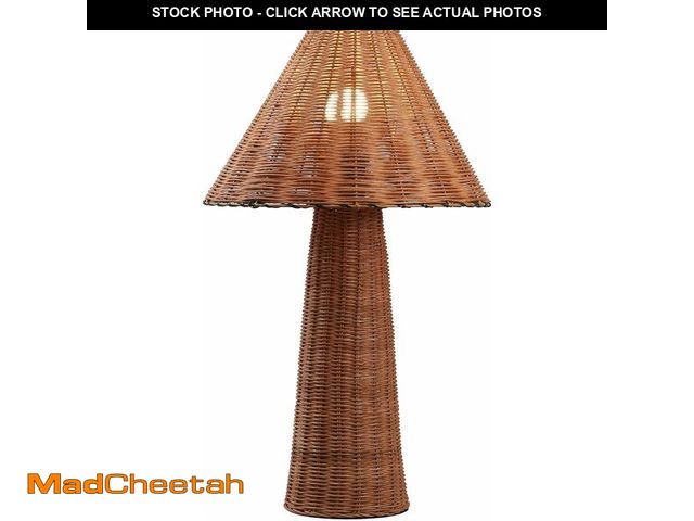 Lot 74-13733810 - JONATHAN Y 26.5" Dark Brown Modern Coastal Woven Rattan Table Lamp, Scandinavian Minimalist Tapered ...