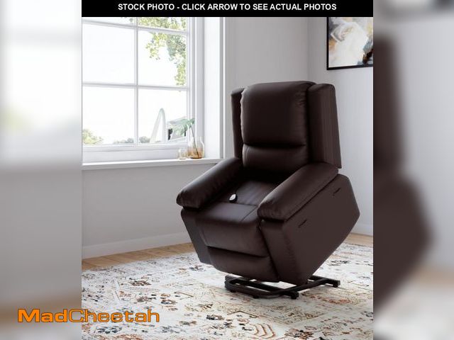 Lot 74-12160161 - GarveeHome Oversized Faux Leather Power Lift Recliner w/Massage and Heat for Elderly, Recliner Chair...