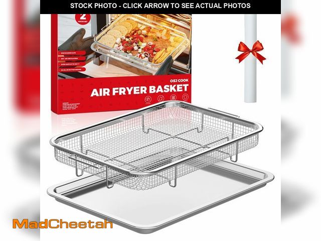 Lot 74-12697932 - Air Fryer Basket for Oven, Air Fryer Basket and Stainless Steel Baking Tray Pant Oven Air Fryer Pan ...