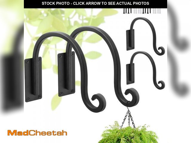 Lot 74-12217824 - Lifyzoon Heavy Duty Plant Hanger Bracket (8"/Black) Outdoor Hand-Forged Hanging Plant Bracket Durabl...