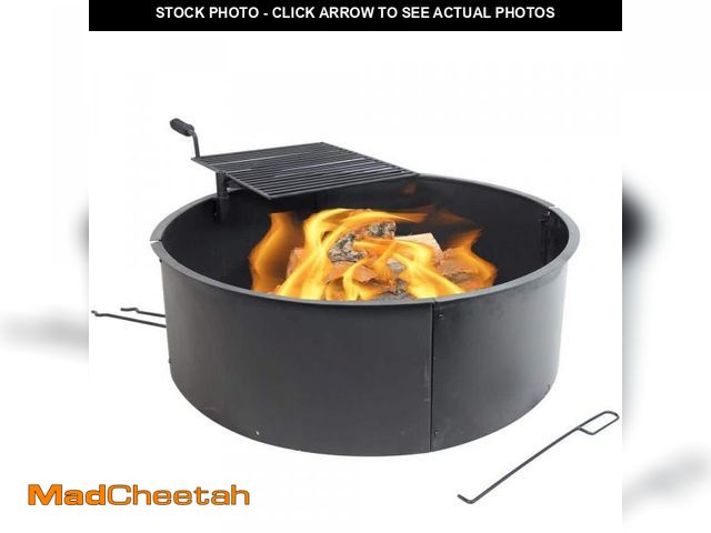 Lot 74-11950749 - Sunnydaze 36 in. Round Steel Wood Burning Fire Pit Kit with Rotating Cooking Grate - USED