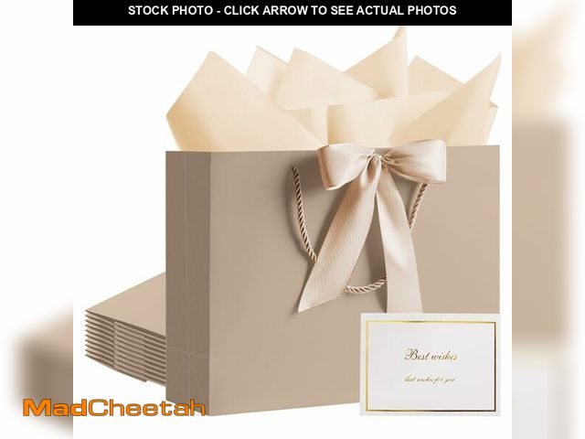 Lot 74-13953206 - PASEOTA 12.6" Gift Bags Bulk, 10 Pcs Gift Bags with 20 Tissue Paper 10 Greeting Cards, Luxury Bag wi...