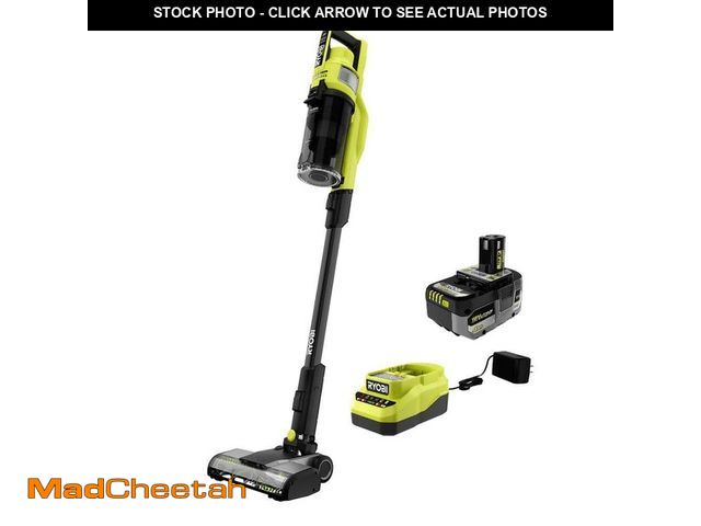 Lot 74-12790411 - (MISSING BATTERY,VACUME HEAD) RYOBI ONE+ HP 18V Cordless Pet Stick Vacuum Cleaner Kit with 4.0 Ah HI...