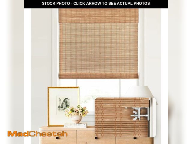 Lot 74-13710004 - LazBlinds No Tools No Drill Cordless Bamboo Roman Shades, Light Filtering Window Treatment, Roll Up ...