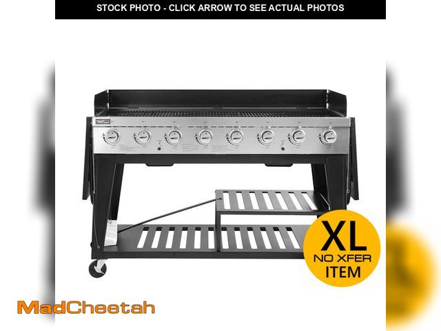Lot 74-12746734 - Royal Gourmet 8-Burner Event Propane Gas Grill with 2 Folding Side Tables - UNUSED