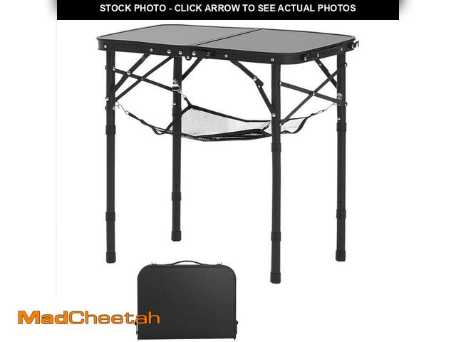 Lot 74-12746747 - SKYSHALO Folding Camping Table Adjustable Height Portable Side Table Aluminum MDF Mesh Layer Carry H...