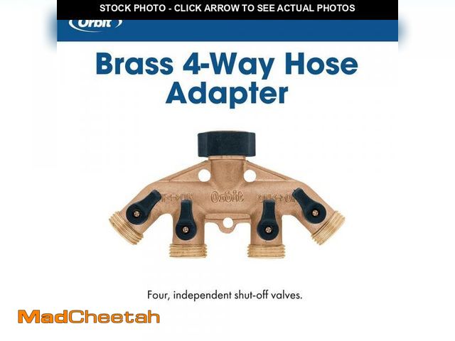 Lot 74-12148363 - Orbit Heavy-Duty Brass 4-Way Shut-Off Hose Faucet Manifold Hose Connector - UNUSED